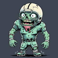 American football player zombie cartoon vector