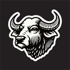 A vector illustration of Buffalo head in black background