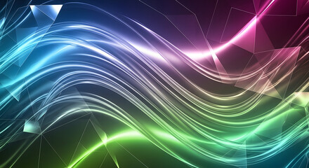 Abstract colorful background with glowing lines and geometric shapes, creating a dynamic and futuristic design.