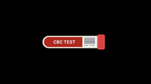 CBC test tube animation on transparent background. medical, healthcare, and laboratory diagnostic concept.