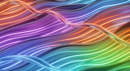 Abstract colorful wavy lines background with vibrant neon light effects and smooth gradients.