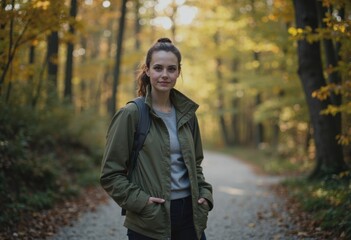 Environmental specialist standing confidently in a nature observation area
