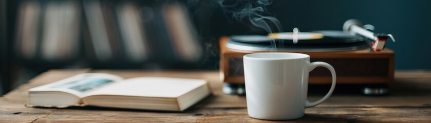 Cozy Reading and Music Scene with Hot Drink