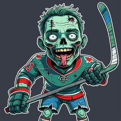 cartoon vector zombie hockey player