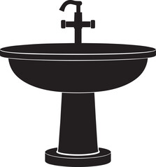  Washroom Sink Silhouette Vector Illustration