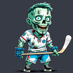 cartoon vector zombie hockey player