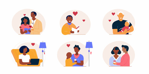 Diverse people sharing love and support through various life moments and healthcare situations