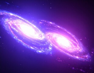 Fototapeta premium Two galaxies colliding in a dazzling cosmic dance. 