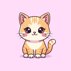 Cute Orange Tabby Kitten Sitting with Big Eyes.