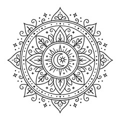 Mandala Vorlage zum ausmalen. Vektor Mandala Grafik umriss Kontur f&uuml;r therapeutisches Malen f&uuml;r psychische Ruhe und Meditation