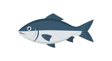 Fototapeta premium Simple Graphic Illustration of a Fish with Blue and Grey Markings on a Plain White Background suitable for educational resources