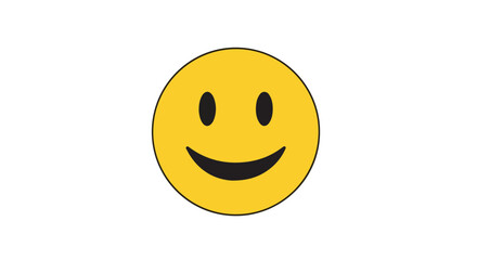 Fototapeta premium A simple yellow smiley face on a white background represents positivity and joy, symbolizing a cheerful emotion with its iconic design