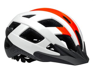 White bike helmet with orange stripe