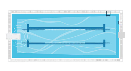 Serene swimming pool illustration showcasing tranquility and recreational design with vibrant water lanes and crisp architectural details