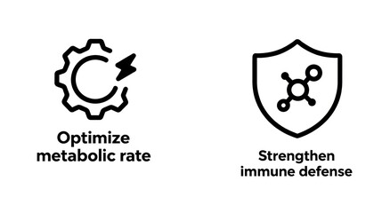 Obraz premium Metabolism and immunity icons represent the concept of optimizing metabolic rate and enhancing immune defense in health protection, used in health protection promotion scenarios.