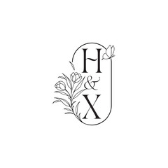 wedding initial concept alphabet caligraphic style monogram letter luxury minimalist logo design HX