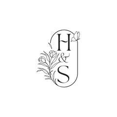 wedding initial concept alphabet caligraphic style monogram letter luxury minimalist logo design HS