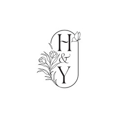 wedding initial concept alphabet caligraphic style monogram letter luxury minimalist logo design HY