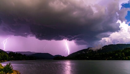 Dramatic storm over a lake