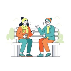 Two friends talking in a park 