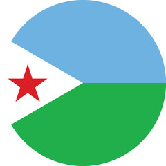 Djibouti Flag.  National Symbol and Country Identity Emblem of Africa