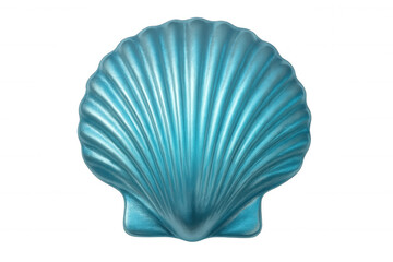 Studio shot of a light blue scallop shell with transparent background, ideal for marine-themed projects