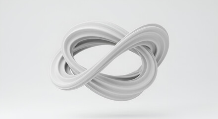 Fototapeta premium Elegant 3D Rendering of a Modern White Abstract Knot Shape on Light Background