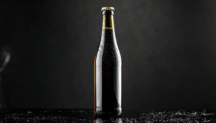 Cold Beer Bottle with Water Droplets