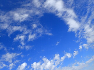 青空の雲の背景、文字入れ可能