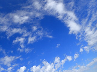 青空の雲の背景、文字入れ可能