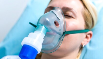Woman wearing a nasal oxygen mask