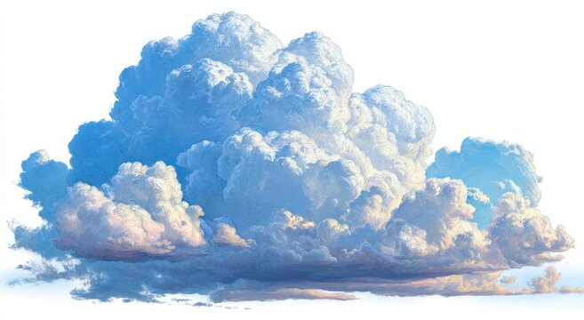 A large, fluffy cumulus cloud, brilliantly lit