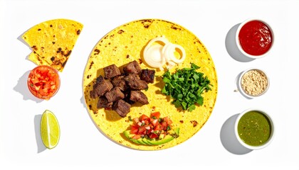 Delicious steak taco ingredients arranged beautifully for a vibrant culinary experience