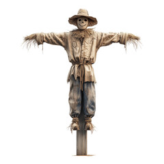 Obraz premium Traditional scarecrow on wooden post