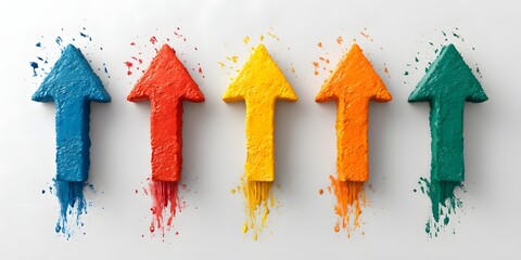 Arrows on the background. For designers, marketers. Popular image, illustration, object. Trade, economy.