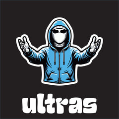 illustration vector graphic of Football fans ultras hooligan design for logo, t-shirt, etc
