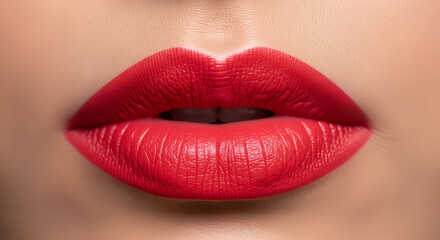Vibrant Red Lips: Close-up of Perfect Pout