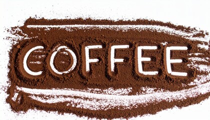 Freshly ground coffee spelling out COFFEE, a vibrant invitation to your morning ritual