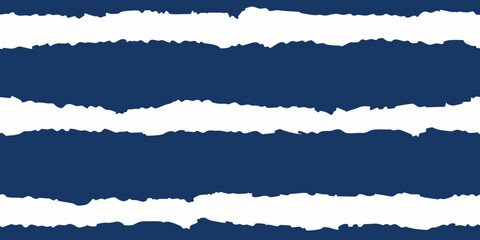 Abstract horizontal stripes with torn paper edges in dark blue and white