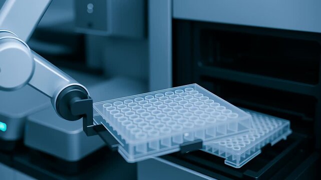 New drug research advances with automated laboratory equipment exploring molecular science and medical possibilities high tech scientific environment