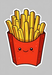 Cute Cartoon French Fries in Red Container