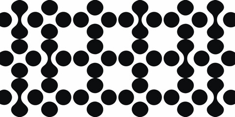 Abstract black and white organic geometric pattern with interconnected circles and bubbles