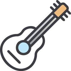 Guitar icon on a white background, symbolizing music and creativity.