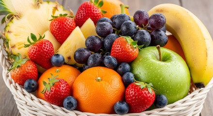 Obraz premium Fresh Fruit Basket: Vibrant Healthy Eating Delight