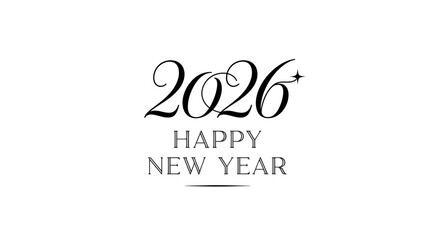 Elegant 2026 Happy New Year Greeting on White Background | Festive Celebration Design