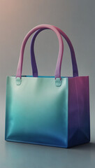 Minimalist White-to-Blue Gradient Shopping Bag Icon – Modern Flat & 3D App UI Design