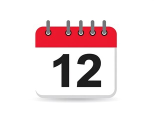 Simple calendar icon with date 12