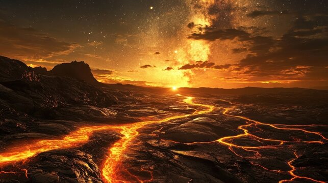 Lava flows at sunset (1)