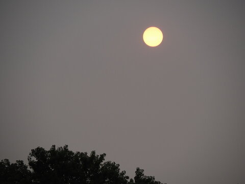 Smokey sunset over Kansas.