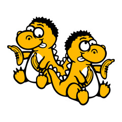 2 Stegosaurus Banana Fruit Crazy Weird Vegetarian Dinosaur Team